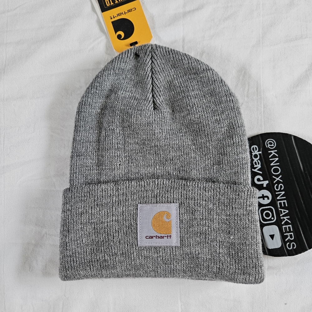 Carhartt Beanie Grey Cuffed Logo Knit Workwear High Visibility Hat